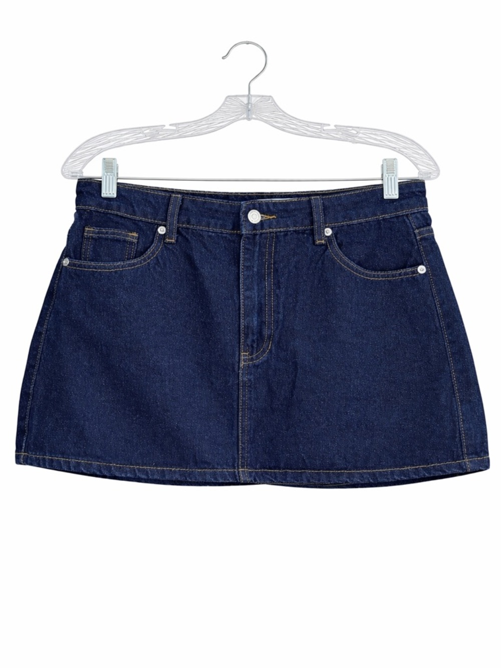 Refrain Los Angels Dark Wash Mini Denim Skirt Size 7/28 Boho Festival Western